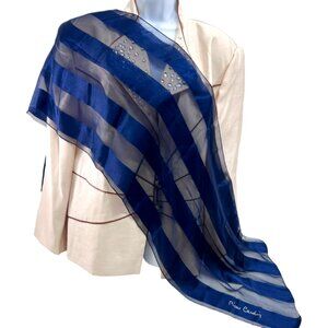 Vgt  Pierre Cardin Paris 100& Silk  chiffon/satin 56"x16" dark navy Blue (49(